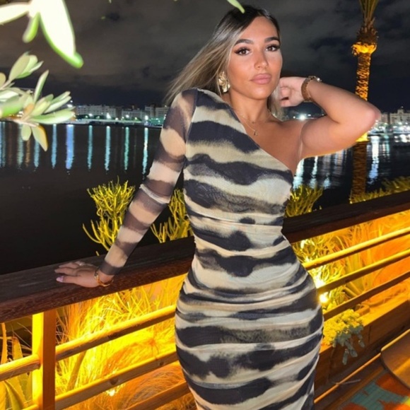 🦋 Bloggers Favorite 🦋 Zara Tie Dye Print Tulle Dress Size S - Picture 7 of 16